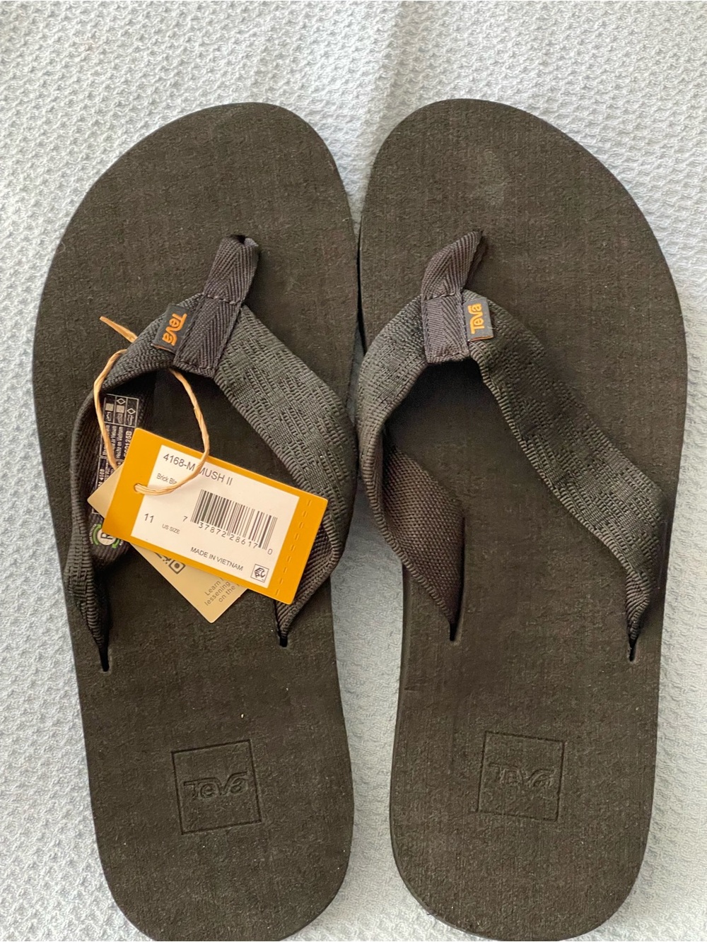 Teva Men's Black and Brown Flip Flop Sandals